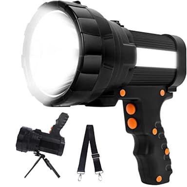 Lampe Torche LED Rechargeable Étanche IPX4 Lampe de Poche Ultra Puissante 15000LM 10000mAH Super Brillante Longue Portée Urgence Lampe 6Modes Haute Puissance Camping Lanterne pour Randonnée Chasse