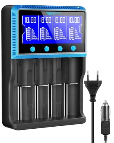 Chargeur Accu 18650, Keenstone Chargeur de Piles Rechargeable Universel pour 26650 10440 14500 16340 26500 IMR Li-ION Ni-MH Ni-CD LiFePO4 AA AAA, Grand Ecran, Emplacement Indépendant