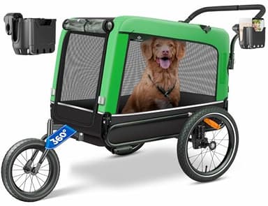 KESSER® Remorque de vélo, Remorque de vélo pour Chien, Chien Buggy 3en1. XXL Volume d’Environ 240 litres, avec suspensions, imperméab, capacité de Charge 40kg, INCL. Porte-téléphone Portable, Vert