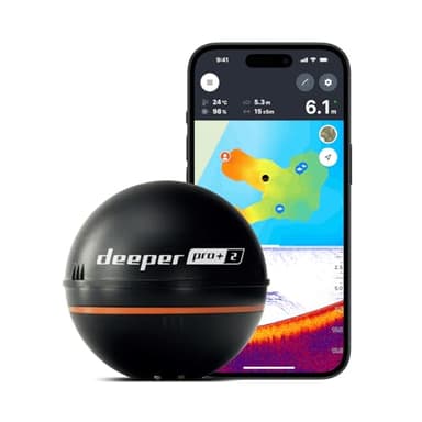 Deeper Pro+ 2 Sondeur de Pêche Portable avec GPS Intégré, Détecteur de Poissons et de Profondeur, pour Kayak, Bateau, Pêche sur Glace, Fonctionne avec Téléphones Portables (App Gratuite)