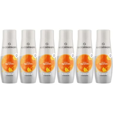 SodaStream Lot de 6 Concentrés Agrumes Sans Sucres pour Machine à Eau Pétillante et Soda | Préparez jusqu'à 9 Litres de Soda aux Agrumes en Quelques Secondes, 440ml
