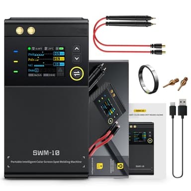 Uadme Soudeuse par Points Portable 0,1-0,25mm, SWM-10 Mini Spot Welder 0-1200A avec Écran LCD et Batterie 5000mAh, pour la Fabrication de Batteries DIY