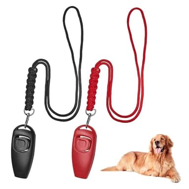 GIONAR 2Pcs Sifflet Chien Rappel, Sifflet Ultrason Chien, Double Mode 2 en 1 (clic et Souffle),- Plastique ABS et Anche en Acier Inoxydable, Sifflet pour Chien avec Cordon (Rouge et Noir)