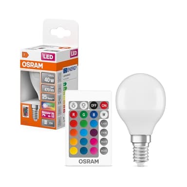 OSRAM Ampoule LED | Culot: E14 | Blanc chaud | 2700 K | 4.9 W | équivalent à 40 W | LED Retrofit RGBW avec télécommande