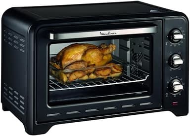 Moulinex Optimo 33L Four Electrique Chaleur tournante Noir 6 Modes de Cuisson pain pizza tartes gateaux patisseries Grille et Leche frites inclus OX464810