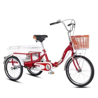 Vélo Cargo 20 Pouces, Vélo Cargo À 3 Roues Pour Adultes Avec Panier Et Capacité De Charge De 200 Kg Pour Les Hommes, Les Femmes Et Les Personnes Âgées, Vélo À Trois Roues Ajustable Pour Le Shopping(Re