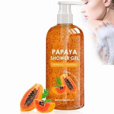 Gel Douche éclaircissant à La Papaye Corps, 245ml Papaya Gels Exfoliant Corps, Savon Douche Eclaircissant Peau Noir Rapide Et Efficace,Gel Douches à La Mousse Douce Aide à Nettoyer La Peau (1)