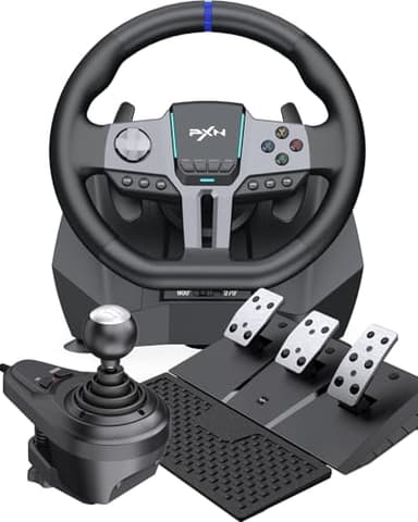 PXN V9 Gen2 Volant de Course - 270° & 900°, Levier de Vitesse en H, Pédales à Effet Hall, Palettes de Changement de Vitesses, Application Outils, Retour de Vibration – Volant pour PC, Xbox et PS4