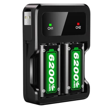 Batterie pour Xbox One/Xbox Series X/S, 2 x 6200mWh Battery 28 Heures de Temps de Jeu Rechargeable Batteries pour X-Box Series X|S/X-Box One/S|X/Elite Manette