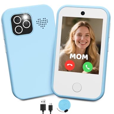 CHAKEYAKE Téléphone Enfant, 4G Débloqué sans Telephone Portable Enfant avec Appels, Écran Tactile, Double Caméra, Jeux Éducatifs et Lecteur MP3, Cadeau pour Fille et Garçon 3–9 Ans, Bleu