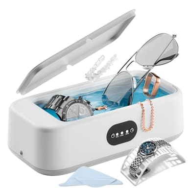 Nettoyeur Ultrasons, Bac a Ultrason 640 ml, 49000HZ Nettoyeur Ultrason, Portable Ultrasonic Cleaner pour Lunettes, Bagues, Pièces de Monnaie, Prothèses Dentaires