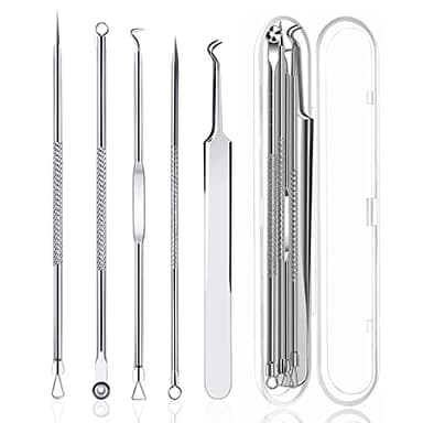 LeFeirr Tire Comedon Point Noir Extracteur de Comédons Perce Bouton Blackhead Remover Set, Aiguille,Acier inoxydable