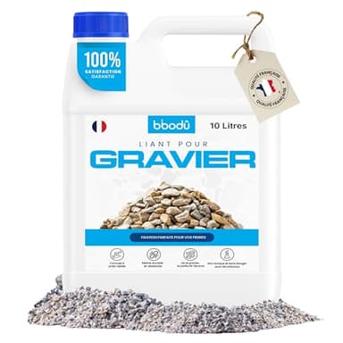 BIBODU Liant Gravier Extérieur 10L | Liant pour Gravier | Colle Gravier Exterieur | Parfait pour Gravier, Pierres et Paillis | Utilisation sur Sentiers, Terrasses et Jardins Extérie