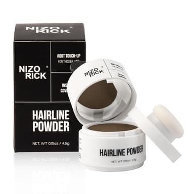 Poudre de Retouche Racines Cheveux Brun Foncé,Hairline Powder,Retouche Instantanée Racine Cheveux Blanc & Zones Clairsemées,Avec Miroir & Applicateu 4.5g