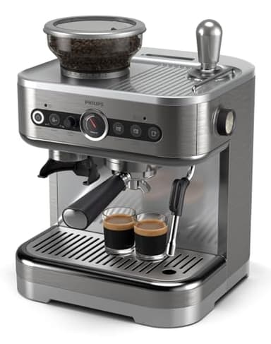 Philips Machine à espresso semi-automatique Barista Brew - Simple, double & Americano, réservoir à grains de 250g, guidage intuitif, tassage calibré, Cafetière à grain en métal argenté (PSA3218/01)