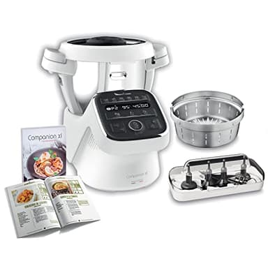 MOULINEX COMPANION XL Robot Cuiseur Multifonction Bol 4.5L 12 programmes auto Soupes Gaspacho Robot de Cuisine Batteur Mélangeur Hachoir Pétrin Cuisson Vapeur 1550W HF80CB10