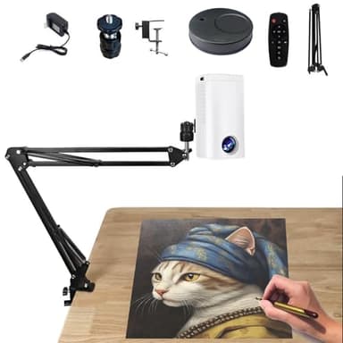 ANGDI Projecteur d'art intelligent pour le traçage, le dessin, la peinture, projection murale sur toile avec télécommande et support, projecteur de croquis intelligent outil(White,0.6m)
