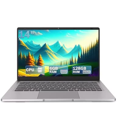 Ordinateur Portable 14 Pouces,PC Portable Celeron N4000 6GB RAM 128GB SSD, Laptop Portable Prennent en Charge 2.4G / 5G WiFi, Bluetooth, Computer Protable avec Longue Durée de vie de la Batterie.