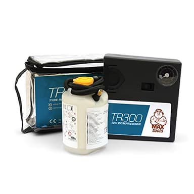 MAXTOOLS TR300 Kit de réparation de pneus automatique pour SUV et véhicules tout-terrain ; Répare toutes les crevaisons ; Comprend un puissant compresseur 12 V