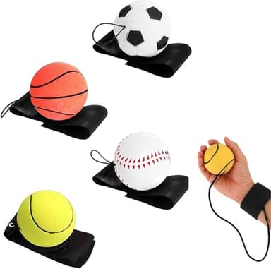 SHSHbuy 4 PCS Balle de Retour Poignet,Ø 6cm Balle avec Elastique Poignet Balles Rebondissantes Rebond en Caoutchouc Bracelet pour Exercice ou Jouer pour Enfants Adultes