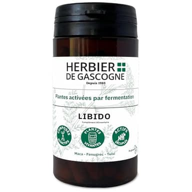 LIBIDO | Complexe Plantes activées par fermentation | Actifs décuplés | 1 gélule par jour | 30 gélules | Maca | Fenugrec | Tulsi | 100% naturel | L'HERBIER DE GASCOGNE | Herboriste depuis 1985