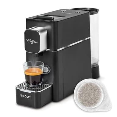 Polti Coffea S15B, Machine à Café Espresso, Compatible avec Dosettes ESE 44 mm, Réservoir 0,85 L, Température et Longueur Réglables, Pression 19 Bars, Noire