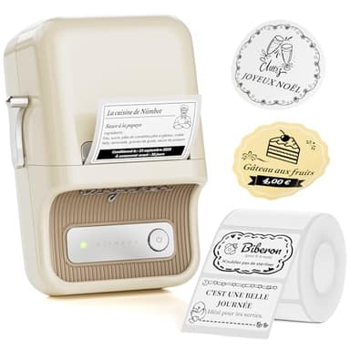 NIIMBOT B21 Mini Etiqueteuse Thermique Inkless, Compatible avec iOS et Android, pour la Maison, l'entreprise, Imprimante d'étiquettes pour le Codes Barres et QR, avec 1 Rouleau Ruban adhésif 50x 30 mm