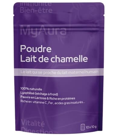 Lait de chamelle en poudre -Qualité premuim- Marque française,une composition proche du lait maternel humain, Pauvre en Lactose,Riche en vitamine C, fer, acides gras insaturés -100 gr