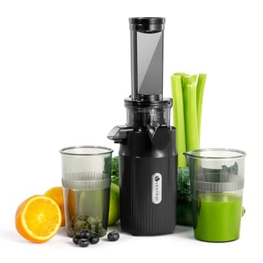 Ventray Ginnie Extracteur de Jus - Slow Juicer Pression Douce 60 Tours, Presse à froid, Fonction de Mastication Inversée, Extracteur de Jus de Fruits et Légumes Sans BPA, Facile à nettoyer, Noir