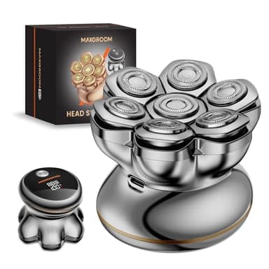 MAXGROOM 2026 Pro Rasoir Électrique Crâne pour Homme, Édition Argent, Tête Magnétique 7D, Moteur 8800 tr/min, Autonomie 140 min, Charge USB-C, Étanche IPX6, Rasage à Sec ou Humide