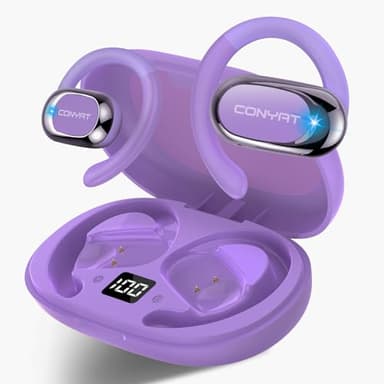Conyat AI Ecouteur Traducteur Instantané, 58H Bluetooth 5.4 Ecouteurs sans Fil Open Ear avec 164 Langues, 3 en 1 Écouteur Traduction Vocale Instantanée, 7 Modes de Traduction, pour Affaires, Violet