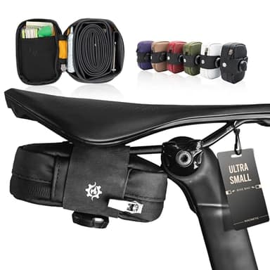 Lumiere & Co. Falcon Sacoche magnétique – 0,37 L | 12,7 cm x 7,6 cm x 3,8 cm | Design Minimaliste élégant, Fixation Rapide par Boucle magnétique | Sacoche de vélo (Noir, Ultra-compacte)