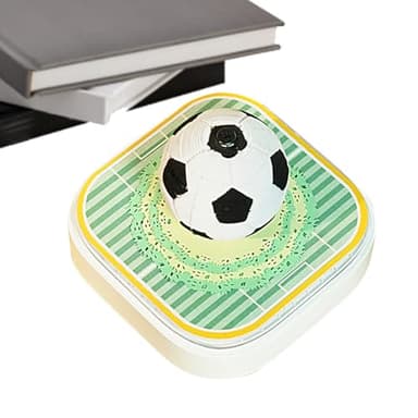 Duroecsain Bloc-notes 3D - Calendrier 2026 - Bloc-notes gravé en forme de ballon de football lumineux à LED - Bloc amovible en papier avec art sculpté - Pour Thanksgiving, Noël, pendaison de