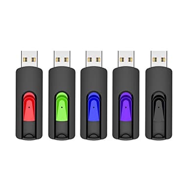 Clé USB 64Go, Lot de 5 Vansuny Cle USB 2.0 64 Go rétractable Glisser, USB en Gros 64 Go Stockage Données avec Lumière LED (5 Couleures, USB 2.0)