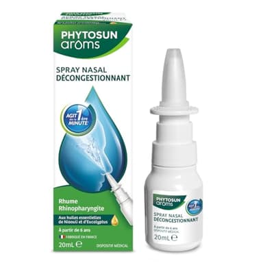 Phytosun Arôms – Spray Nasal Décongestionnant – aux Huiles Essentielles – Action Rapide* – Rhume, Rhinosinusite ou Rhinite Allergique – 1x 20 ml