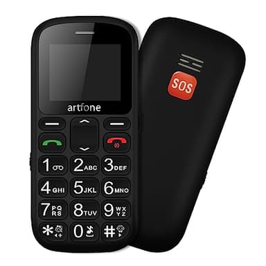 artfone CS181 téléphone Senior Portable Débloqué avec Grandes Touches, Bouton SOS, 800mAh Batterie, Torche, Radio FM, Double SIM Téléphone 1.8'' - Noir