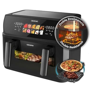 Cecotec Air Fryer Cecofry&Grill Duoheat 10000. Friteuse à Air sans Huile 10L, Grill et Plancha, Résistance Double, 2800W, Cuisson Rapide, Moins de Graisse, Résultats Consistants