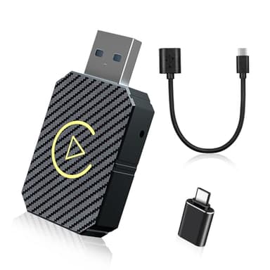 Adaptateur Android Auto sans Fil & Carplay sans Fil,2 en 1 Wireless Carplay Adapter, avec USB C/A, Plug and Play, Supporte Bluetooth/Google Assistant/Siri, Compatible avec Phone iOS 10+,Android 11+