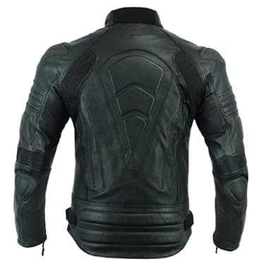 JACKET4U Veste en cuir pour moto pour homme avec perforations blindées avec protections externes niveau 2 MBJ-22AIR, Noir , L