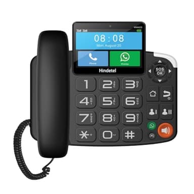 Juqoyue Téléphone sans Fil TUYA WiFi avec Enregistrement Vidéo, Carte SIM, Réseau 4G et Alarme Radio pour et Le Bureau, Prise UE