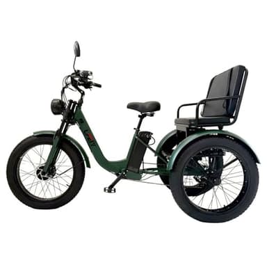 Tricycle Électrique pour Adultes avec Pédales, Vélo Électrique 3 Roues à Assistance au Pédalage, 7 Vitesses, Siège Confort et Grand Panier, pour Courses, Mobilité Urbaine et Usage Quotidien Green