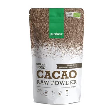 Purasana® Cacao en poudre Bio – 200g, cacao cru non sucré, chocolat en poudre vegan & certifié bio