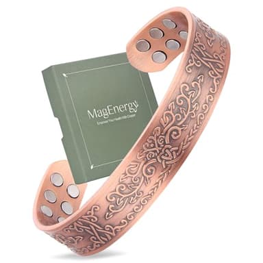 MagEnergy 99,99 % cuivre pur 3500 gauss thérapie magnétique pour homme, cadeau d'anniversaire, vintage de 18,5 cm, réglable (cuivre 491)