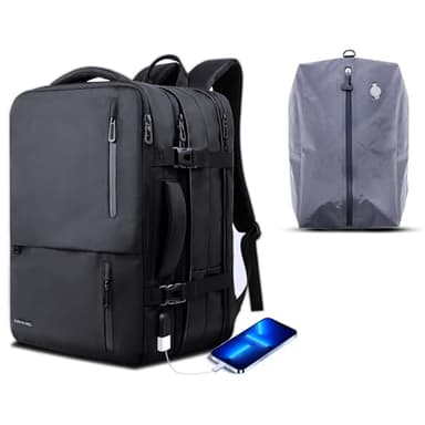 KINGSLONG Sac à Dos de Voyage 28L Sous Vide Backpack Sac à dos Pour Ordinateur Portable Extensible Avec Port de Charge USB et Sac à dos Cabine 20L Sous Vide (Sans pompe à vide)