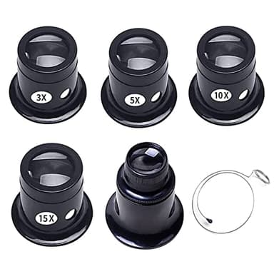 Btzthm 5 Pièces Loupes d'Horloger de Différentes Forces, Montre Horloge Réparation Loupe Kits, Ensemble de Loupes d'Horloger, 3X / 5X / 10x / 15x / 20x, pour Les Horlogers, Les Bijoutiers