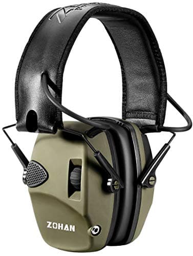 ZOHAN 054 Casque Anti Bruit de Tir Electronique Coussinets d'oreille Remplaçable, SNR 27dB, NRR 22dB, Réducteur de Bruit Réglable, Protection Auditive de Tir Amplificateur Sonore, Vert