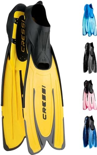 CRESSI Agua Fins - Palmes Chaussantes de Snorkeling, Jaune/Argent, 43/44, Adultes