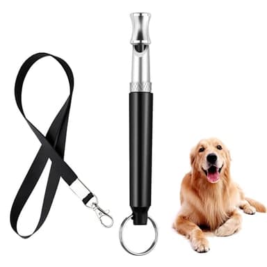LBJFYHJN Sifflet pour chien à haute fréquence silencieux - Accessoire anti-aboiement ultrasonique avec cordon - Sifflet réglable pour toutes les races - Noir
