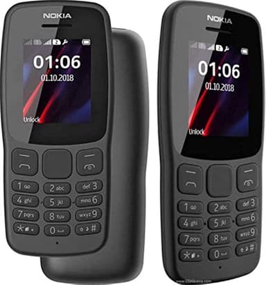 Nokia 106 Dual Sim 2018 Gris Foncé avec Lampe Torche LED Radio FM Grand Bouton Téléphone