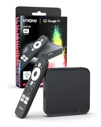 STRONG Leap-S3 Streaming Box Google TV 4K UHD avec Port Ethernet, 2GB RAM + 16GB Stockage, Chromecast Intégré, WiFi, Assistant Google Vocal, HDR10+, Dolby Atmos & Dolby Vision